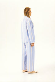 The Rose Cotton Pajama Set in Blue Stripes