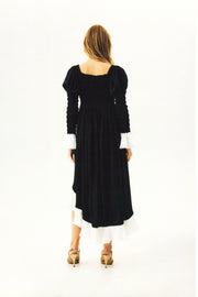 Juliette Shirred Asymmetric Dress in Black