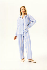 The Rose Cotton Pajama Set in Blue Stripes