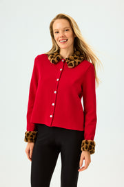 Carmela Knitted Cardigan in Red