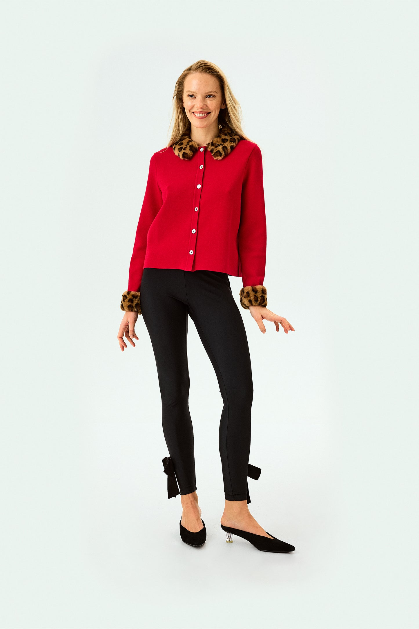 Carmela Knitted Cardigan in Red