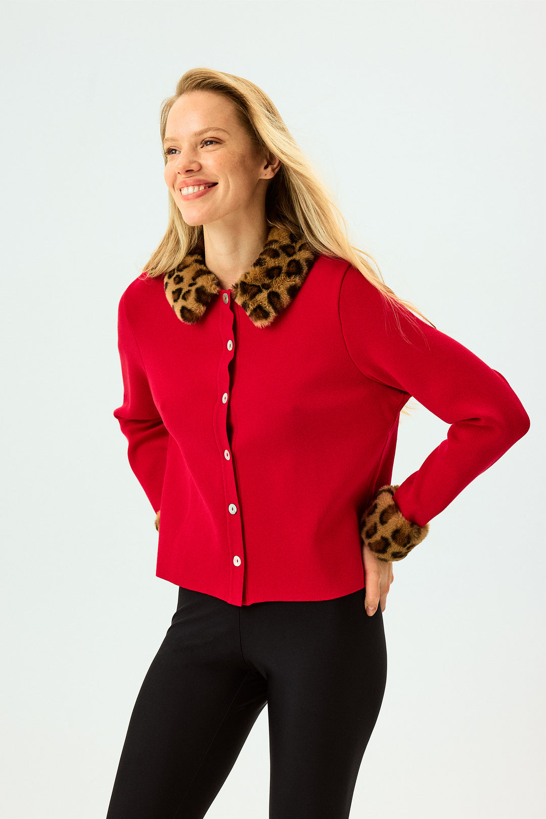 Carmela Knitted Cardigan in Red