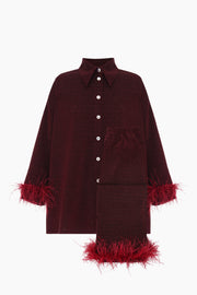Cosmos Oversized Lurex Pajama Set in Burgundy