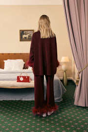 Cosmos Oversized Lurex Pajama Set in Burgundy