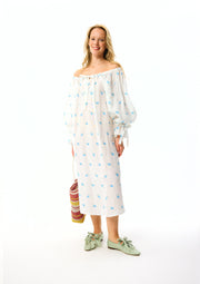 Cha-Cha Linen Maxi Dress in Linum with Hair Ribbon