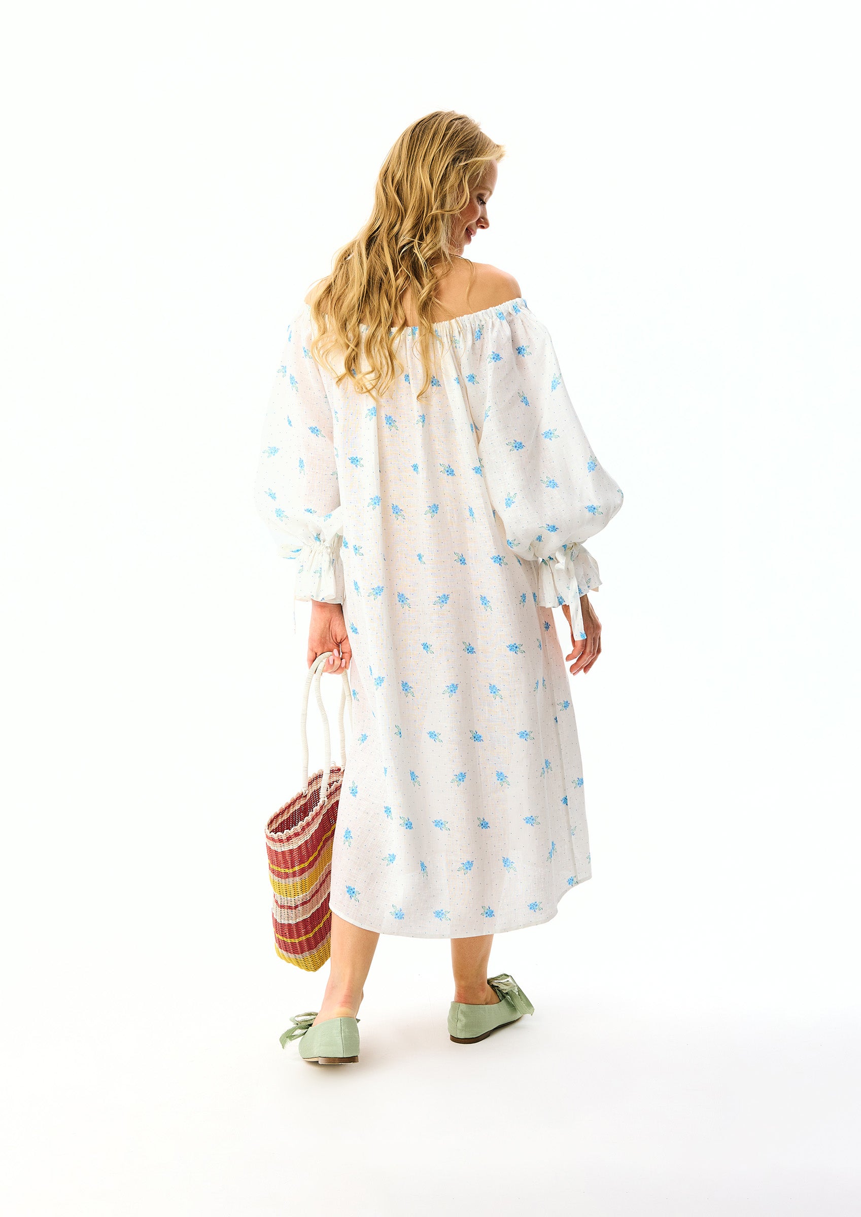 Cha-Cha Linen Maxi Dress in Linum with Hair Ribbon