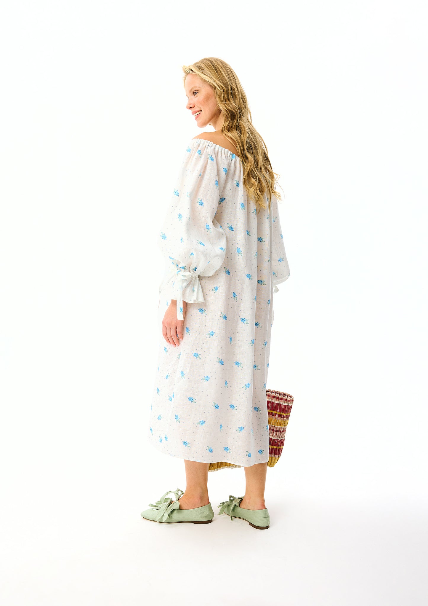 Cha-Cha Linen Maxi Dress in Linum with Hair Ribbon