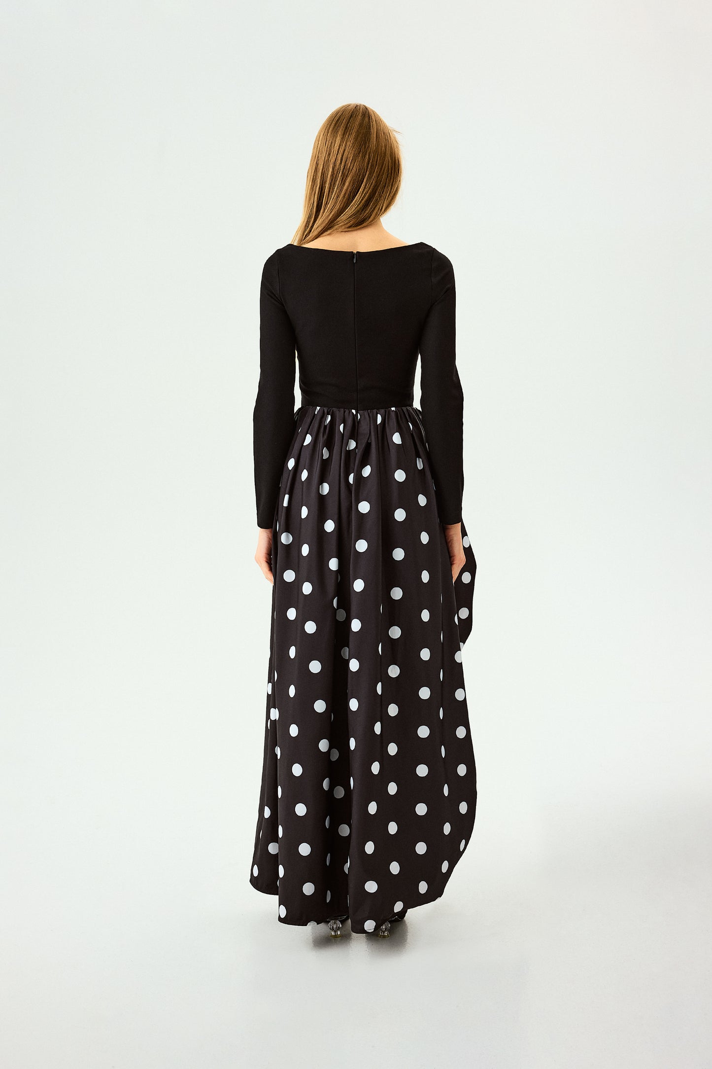 Aurora Maxi Dress in Black Polka Dot