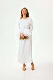 Suzi Maxi Dress With Detachable Feathers in White