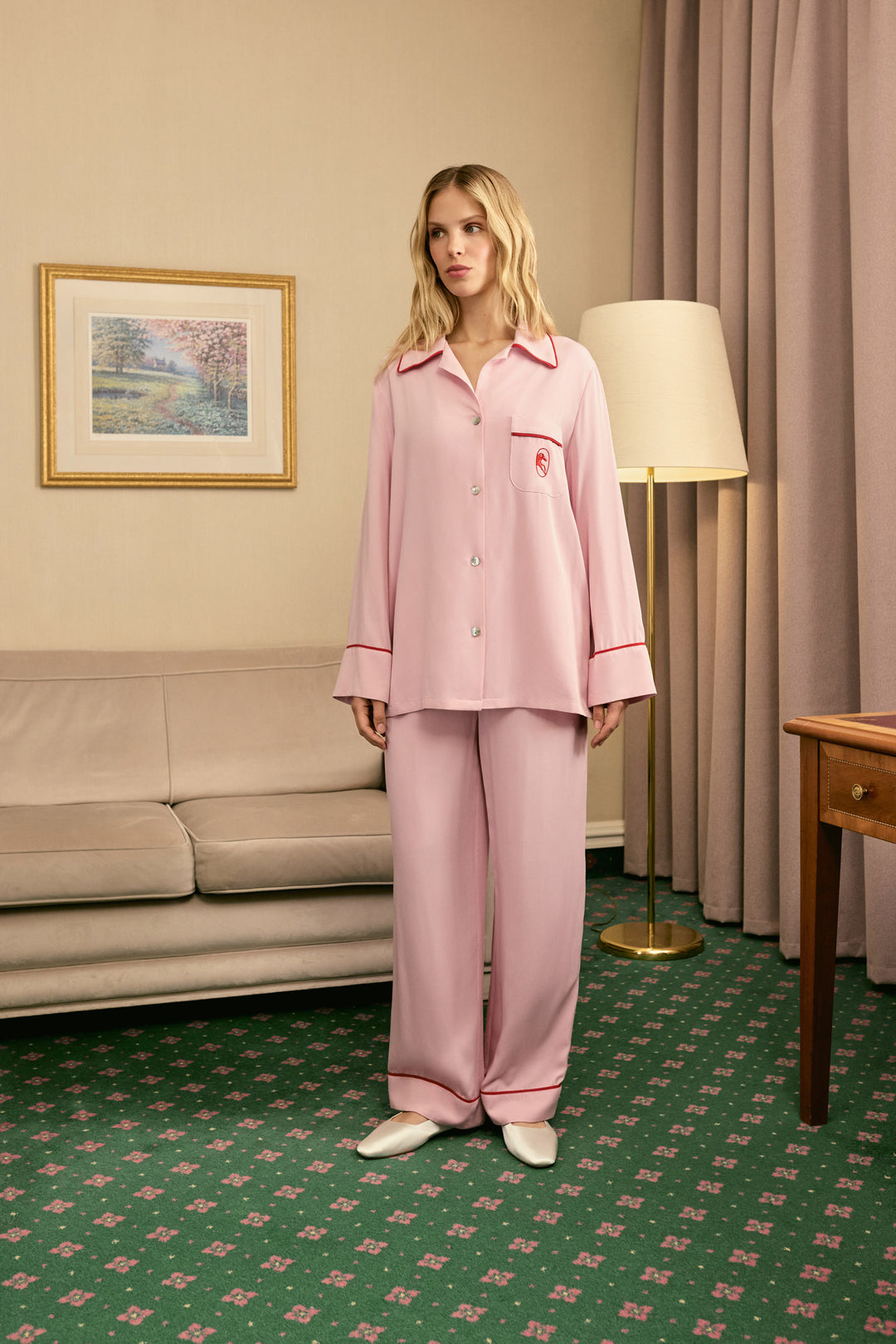 Finnegan Unisex Pajama Shirt in Pink