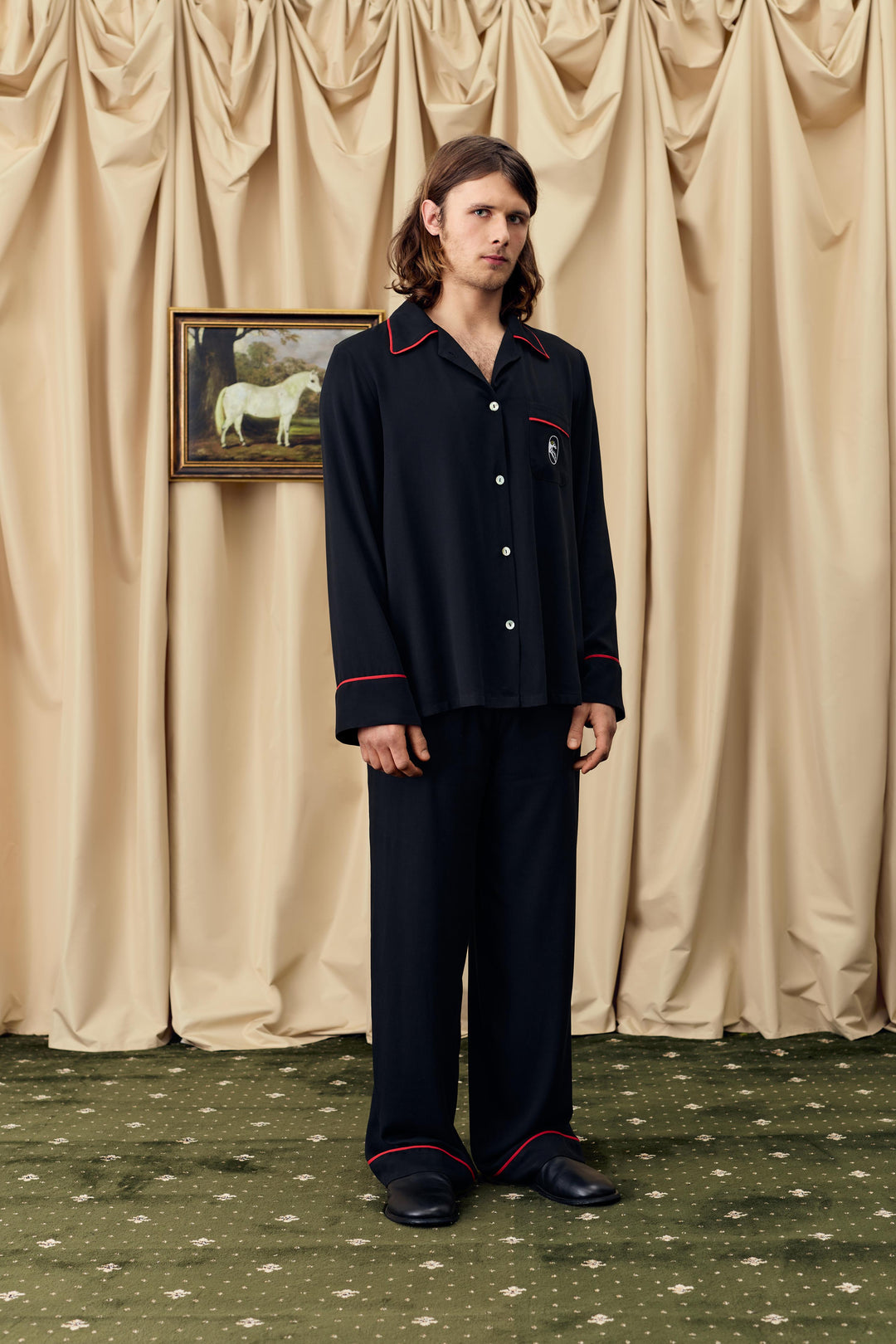 pajama dress shirt Perfect Pima Long Sleeve Pajama Shirt - Navy
