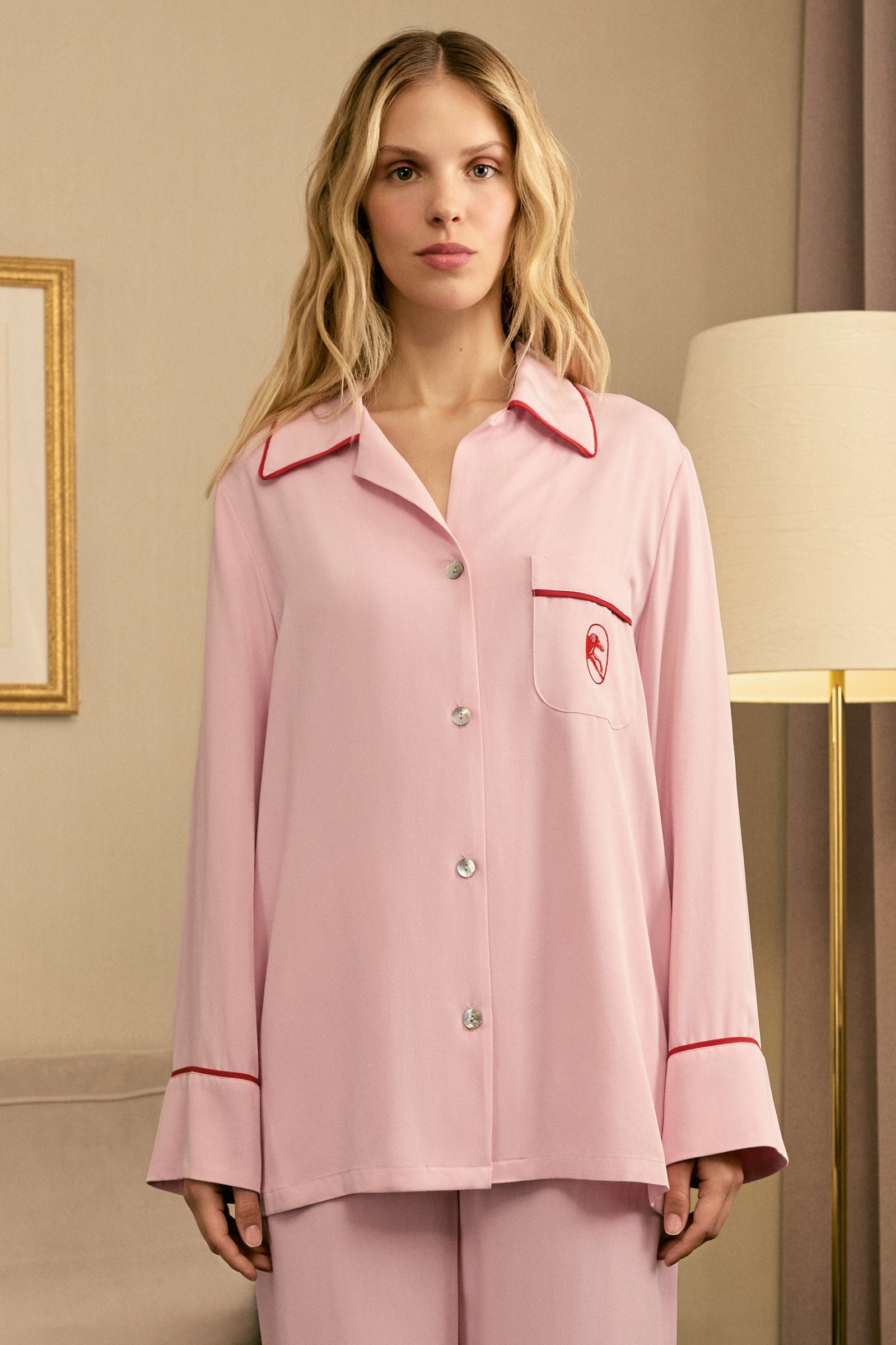 Finnegan Unisex Pajama Shirt in Pink