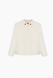 Kotyk Embroidered Cotton Blouse in Off-white