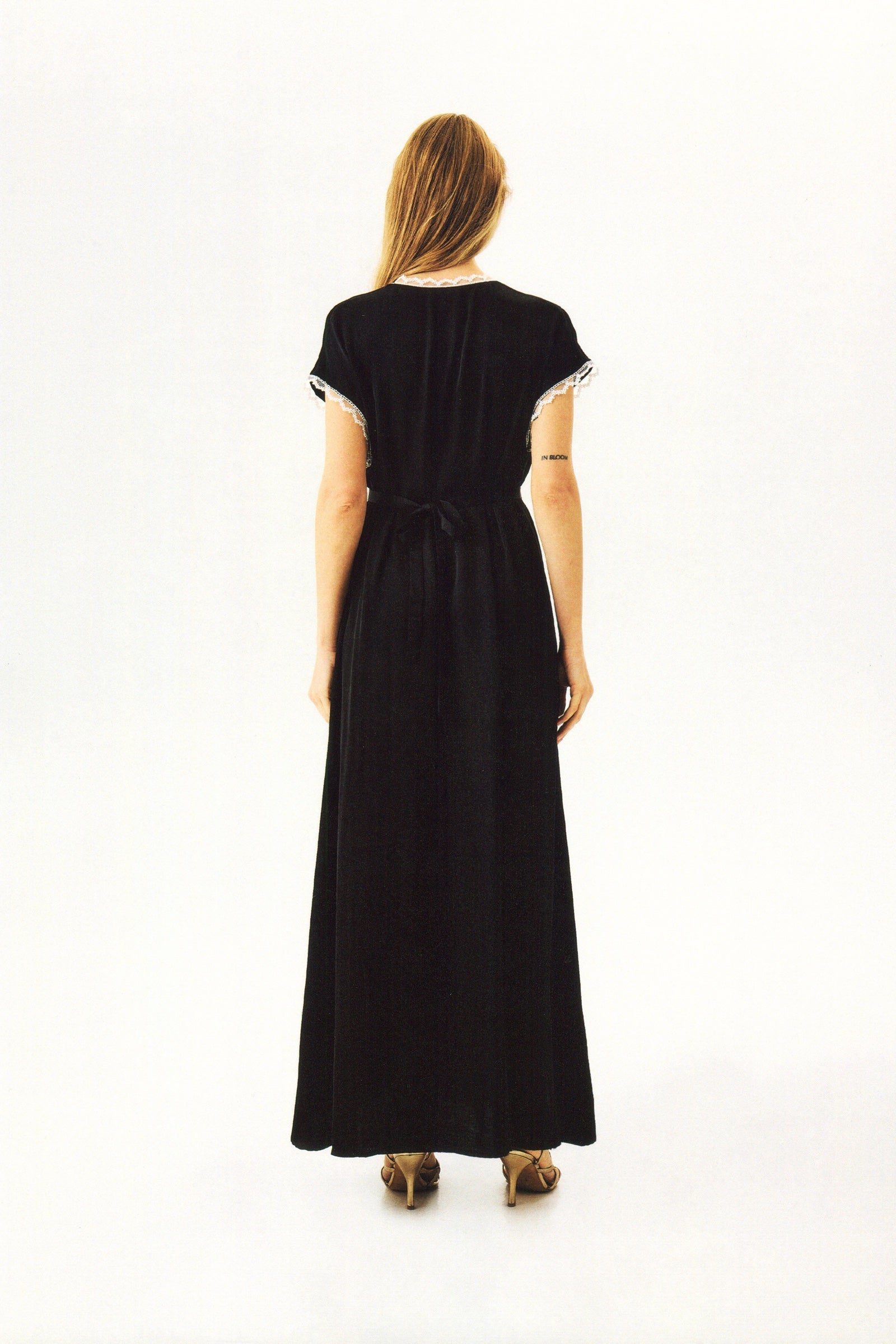 The Genus Rosa Satin Dress in Black