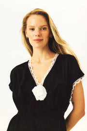 The Genus Rosa Satin Dress in Black