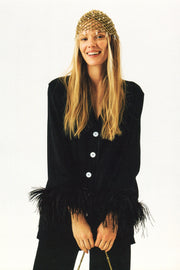 Party Pajamas Set with Detachable Feathers in Black