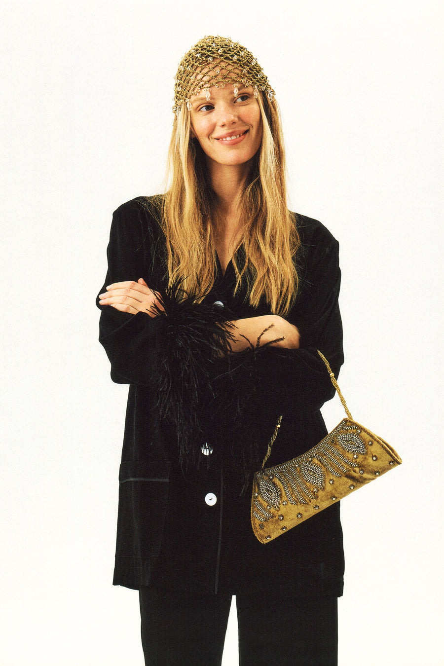 Party Pajamas Set with Detachable Feathers in Black