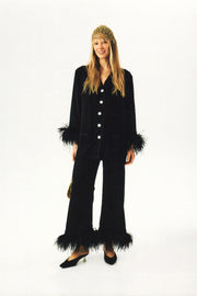Party Pajamas Set with Detachable Feathers in Black
