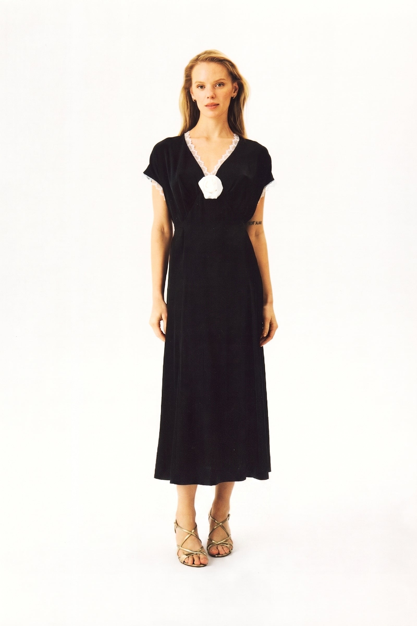 The Genus Rosa Satin Dress in Black