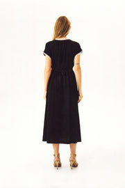 The Genus Rosa Satin Dress in Black