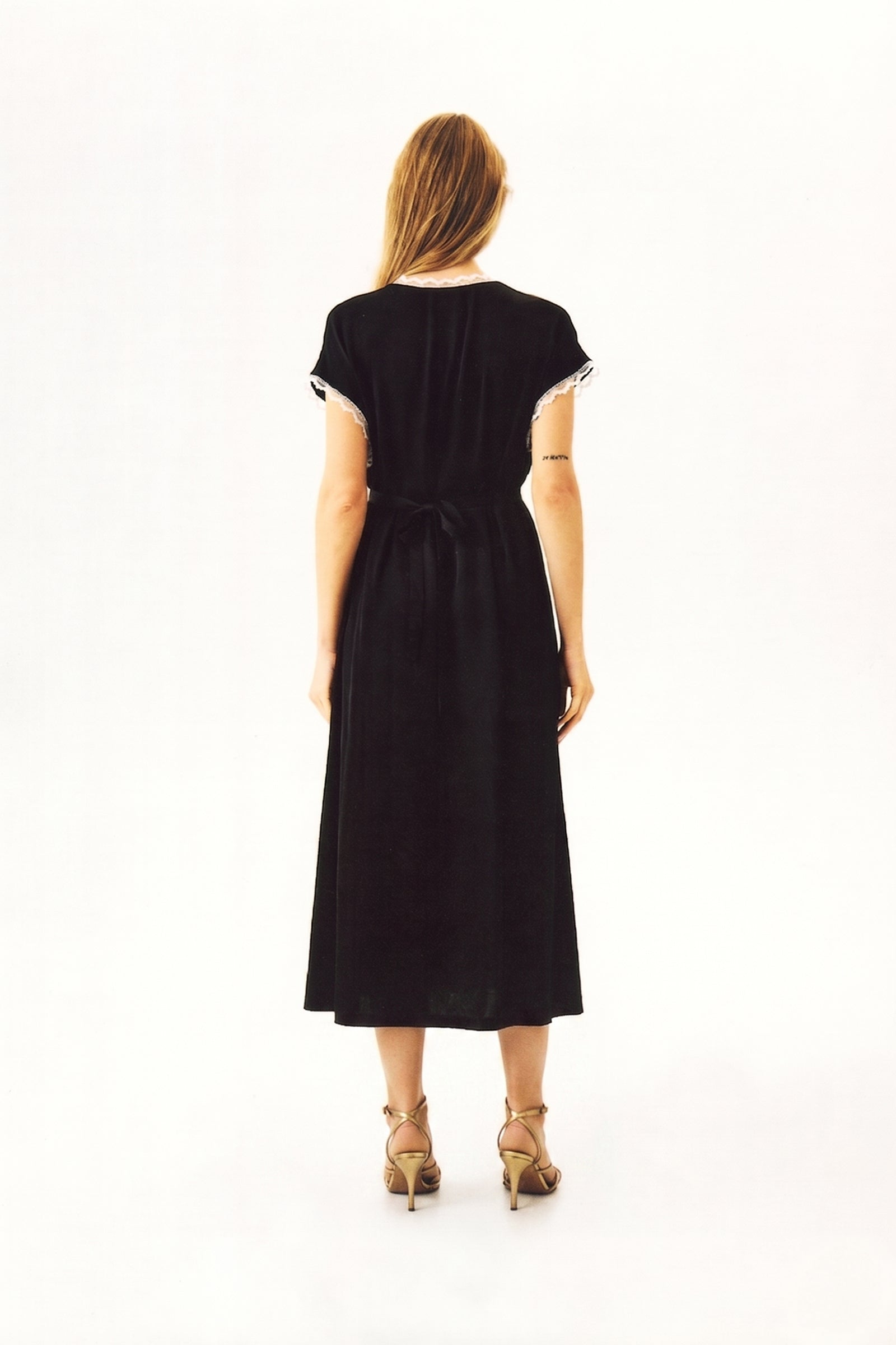 The Genus Rosa Satin Dress in Black