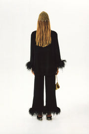 Party Pajamas Set with Detachable Feathers in Black