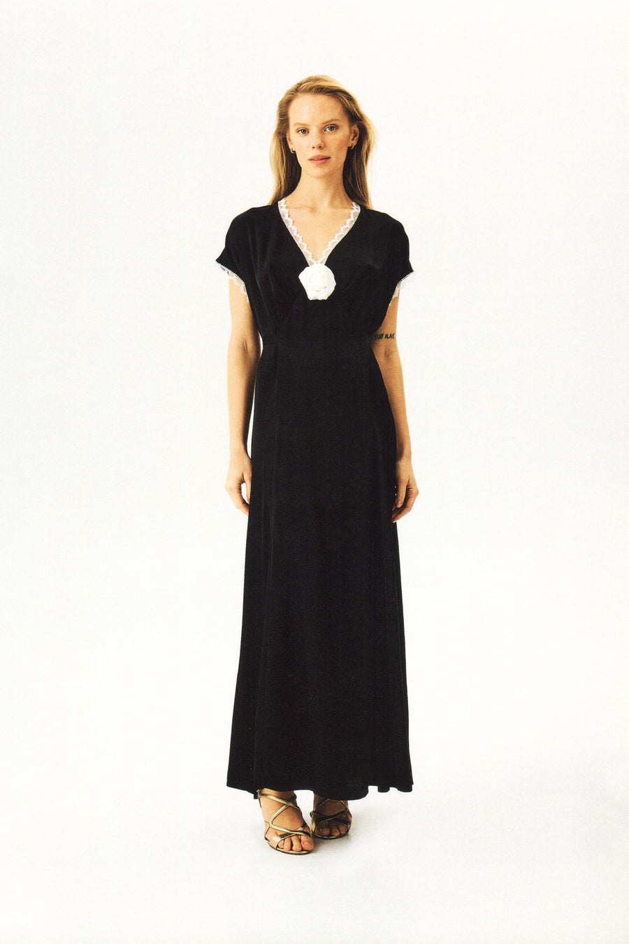 The Genus Rosa Satin Dress in Black Sleeper The Genus Rosa Satin Dress in Black Sleeper