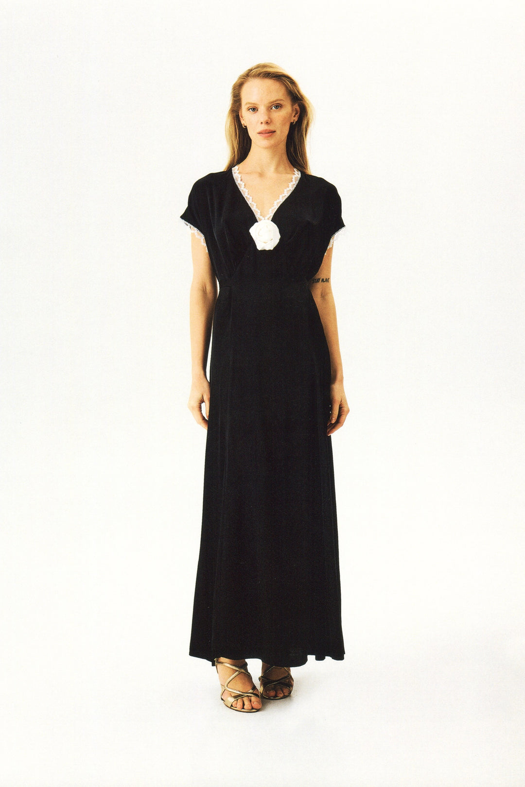 The Genus Rosa Satin Dress in Black