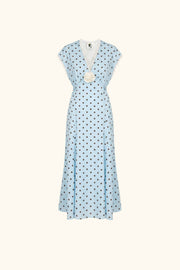 The Genus Rosa Midi Dress in Blue with Polka Dot