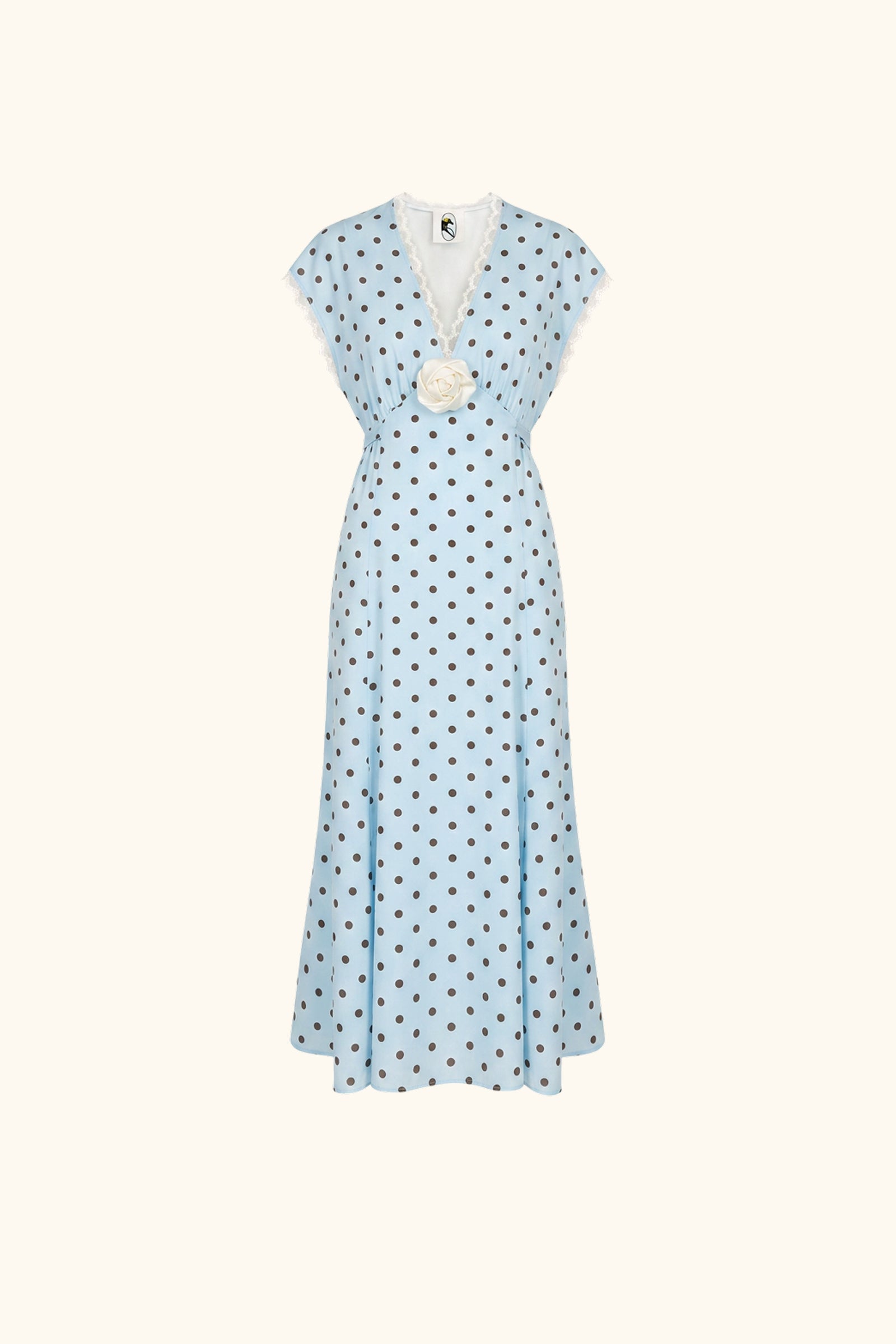 The Genus Rosa Midi Dress in Blue with Polka Dot