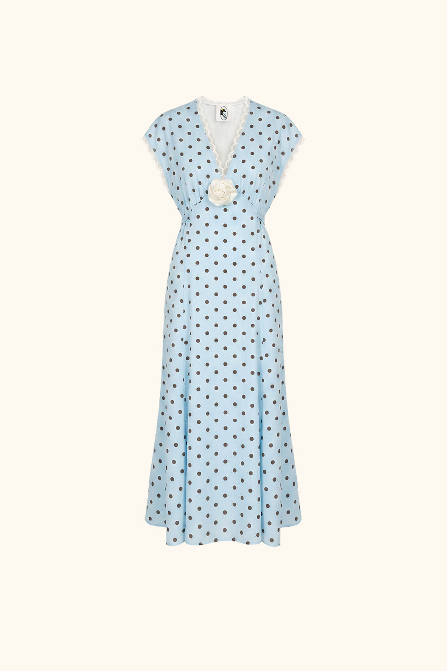 The Genus Rosa Midi Dress in Blue with Polka Dot