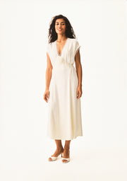 The Genus Rosa Satin Dress in Milk