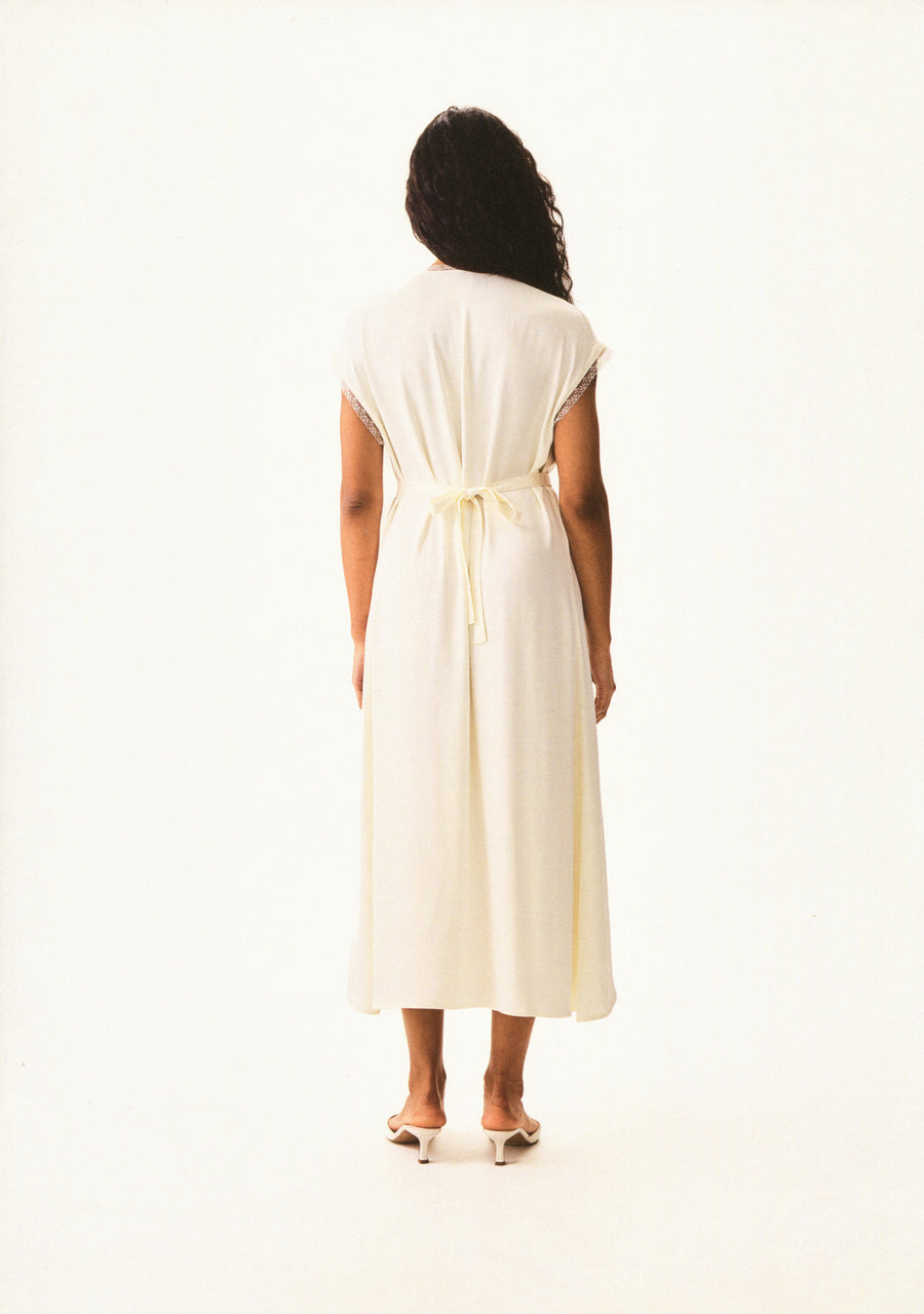 The Genus Rosa Satin Dress in Milk