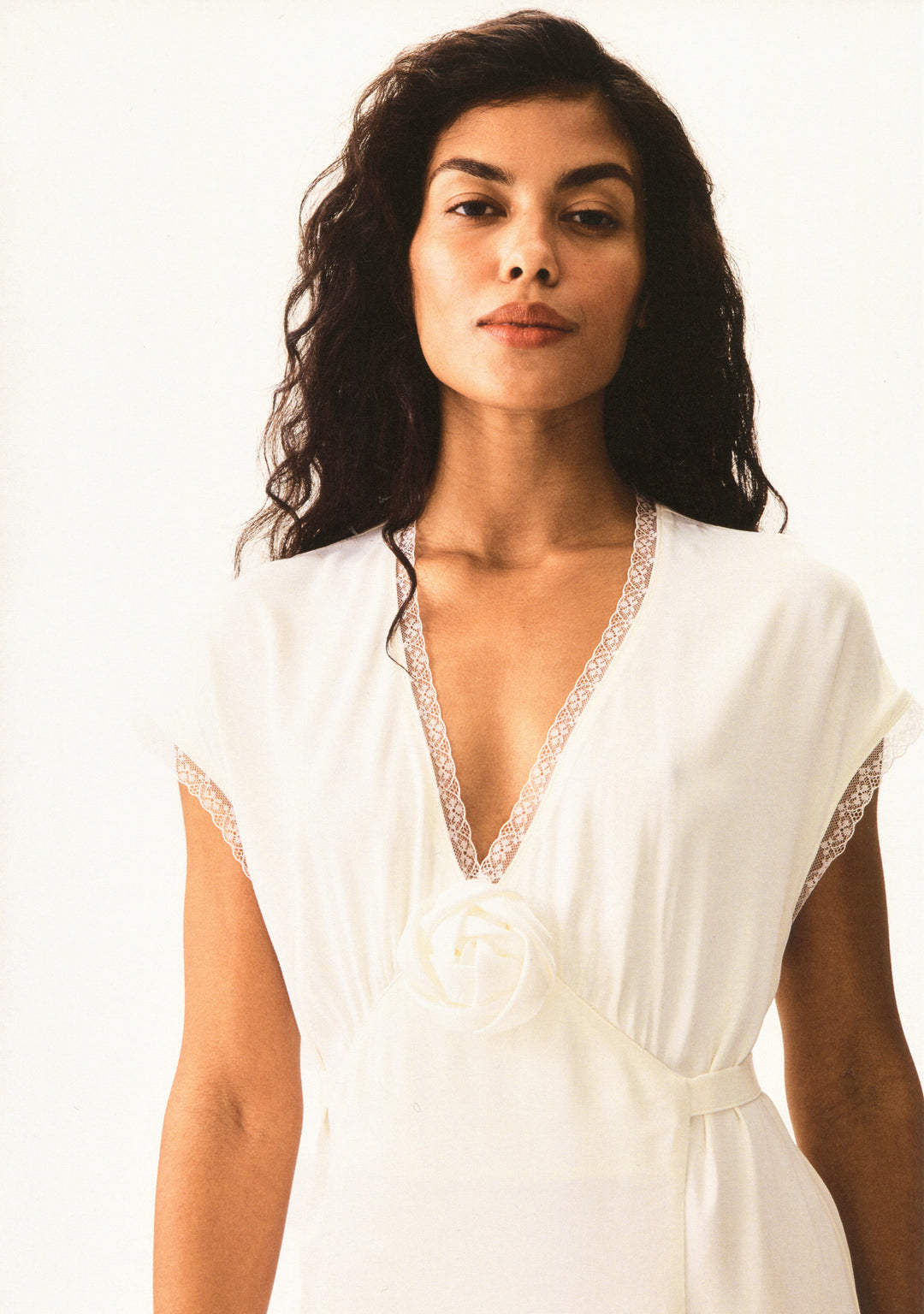 The Genus Rosa Satin Dress in Milk