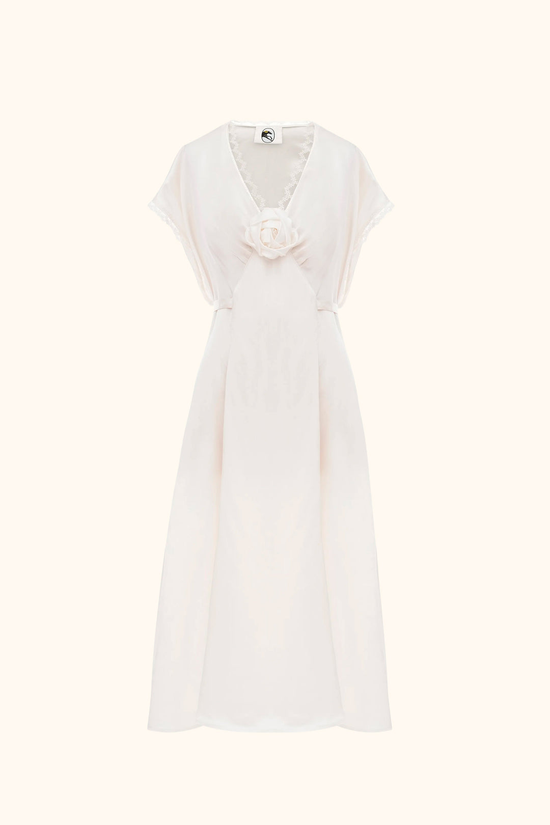 The Genus Rosa Satin Dress in Milk