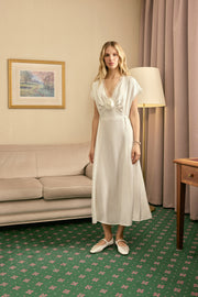 The Genus Rosa Satin Dress in Milk