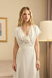 The Genus Rosa Satin Dress in Milk