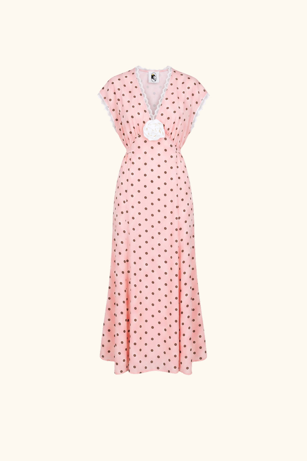 The Genus Rosa Midi Dress in Blush with Polka Dot