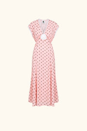 The Genus Rosa Midi Dress in Blush with Polka Dot