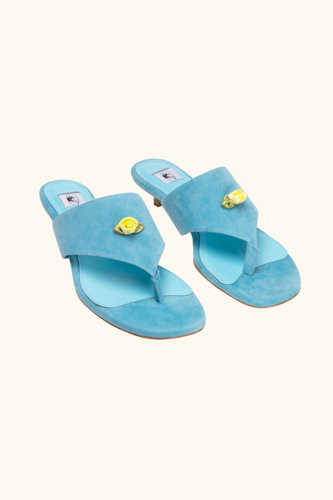 Golda Suede Kitten Heel Mules in Blue