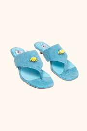 Golda Suede Kitten Heel Mules in Blue