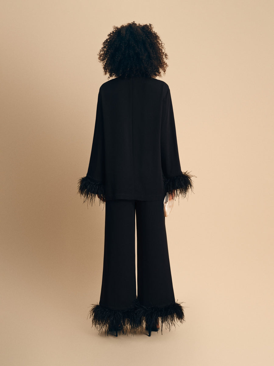 Black Tie Pajama in Black — lookbook back view