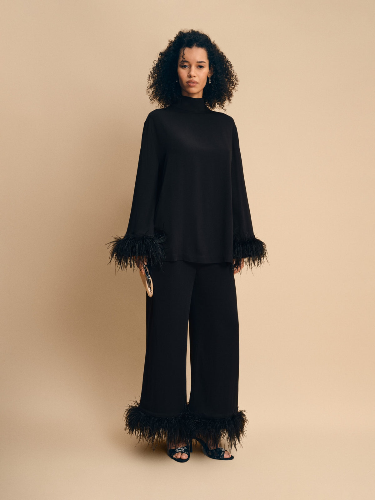 Black Tie Pajama in Black — lookbook front view