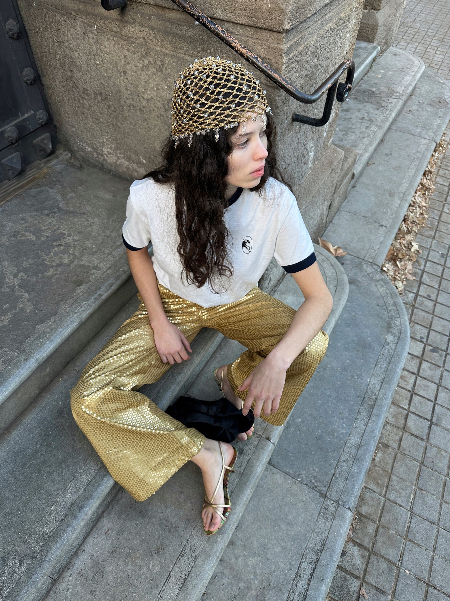 Supernova Sequined Pants in Gold