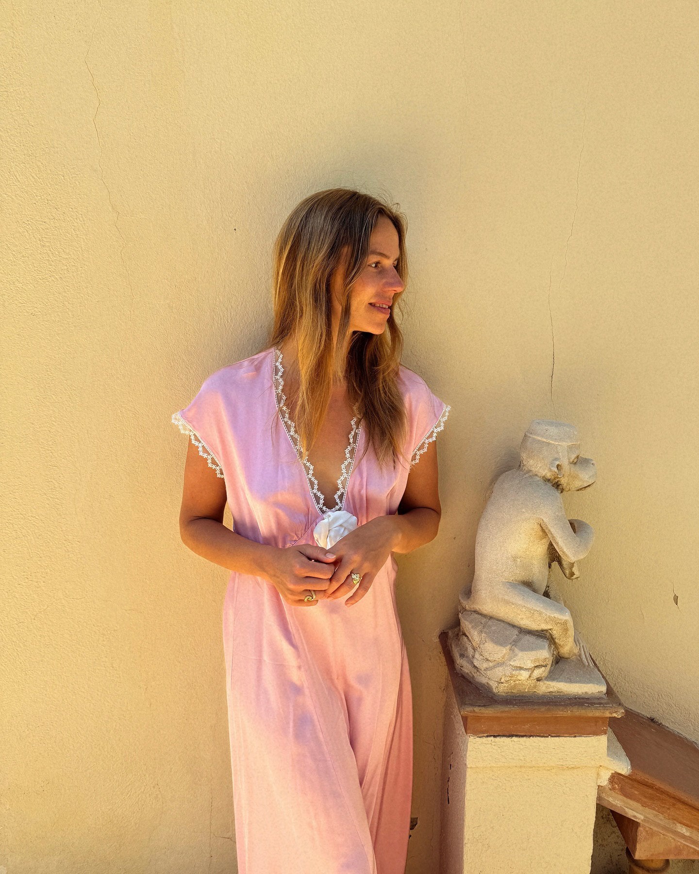 The Genus Rosa Satin Dress in Pink