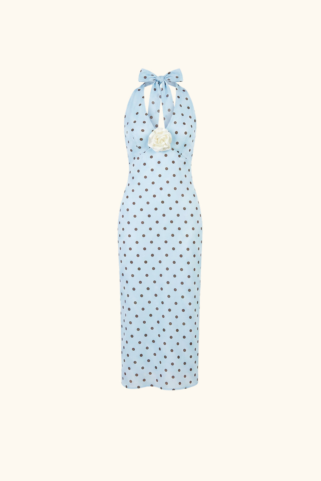 Jardin Halterneck Maxi Dress in Blue with Polka Dot