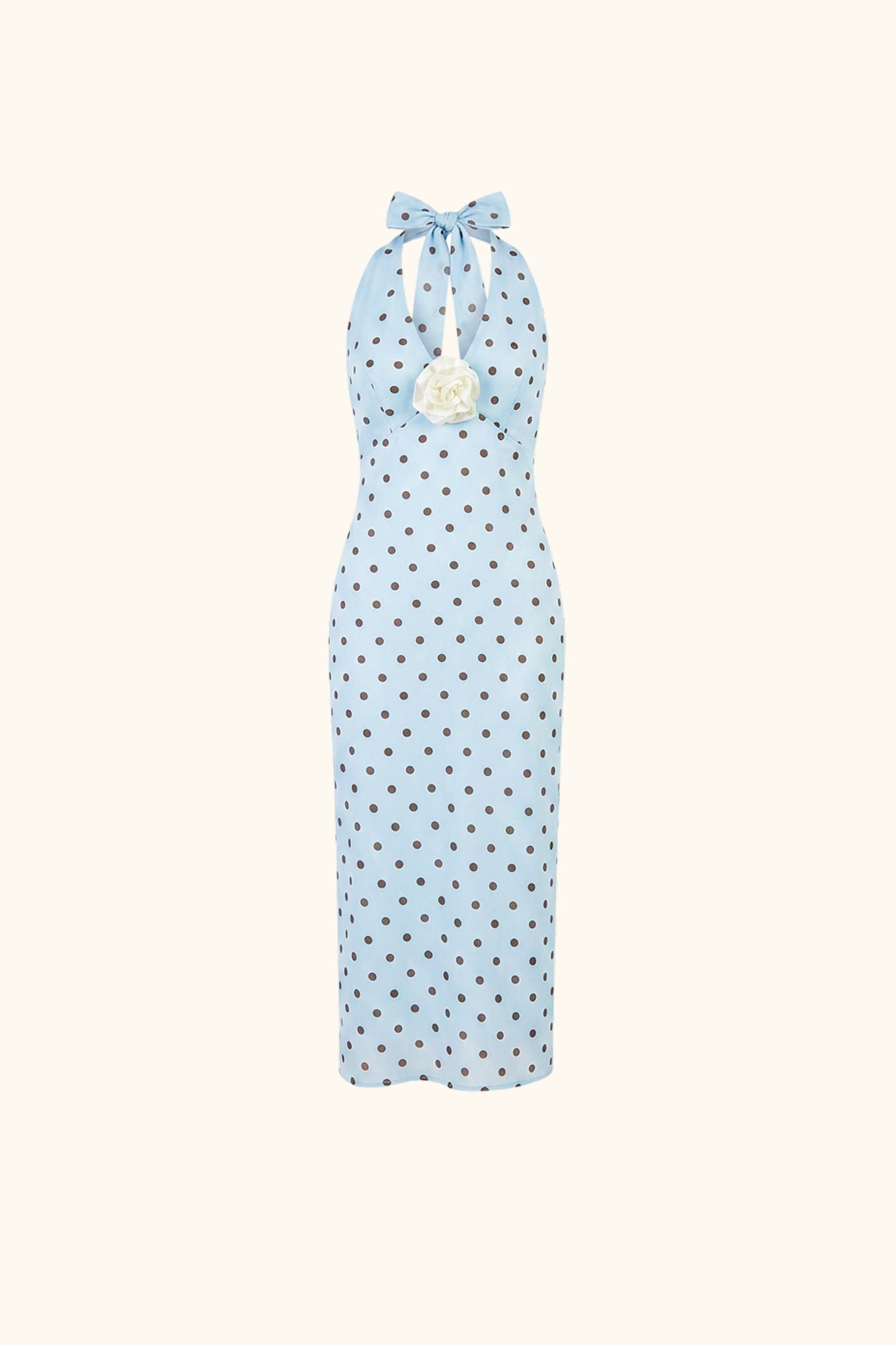 Jardin Halterneck Maxi Dress in Blue with Polka Dot