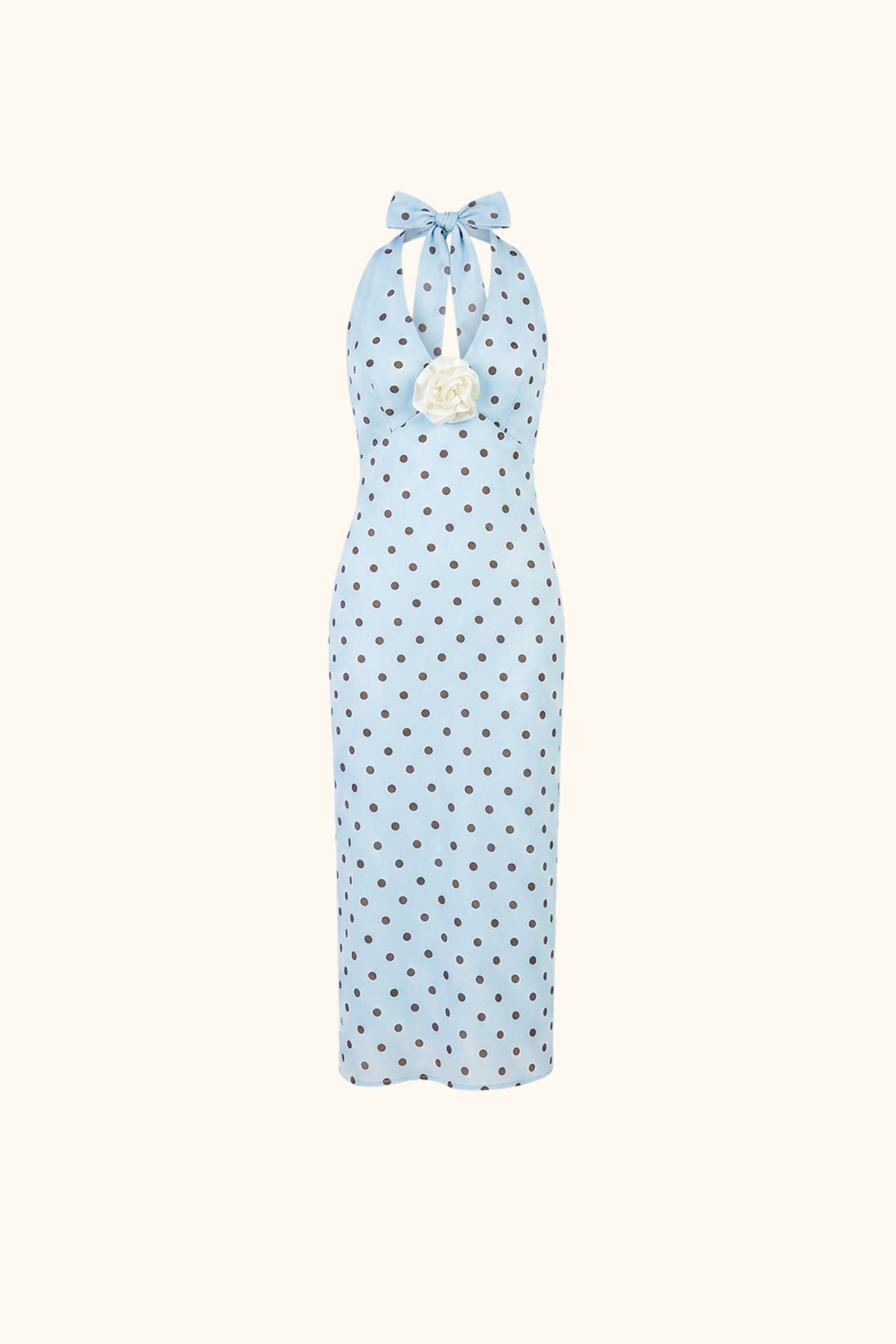Jardin Halterneck Maxi Dress in Blue with Polka Dot