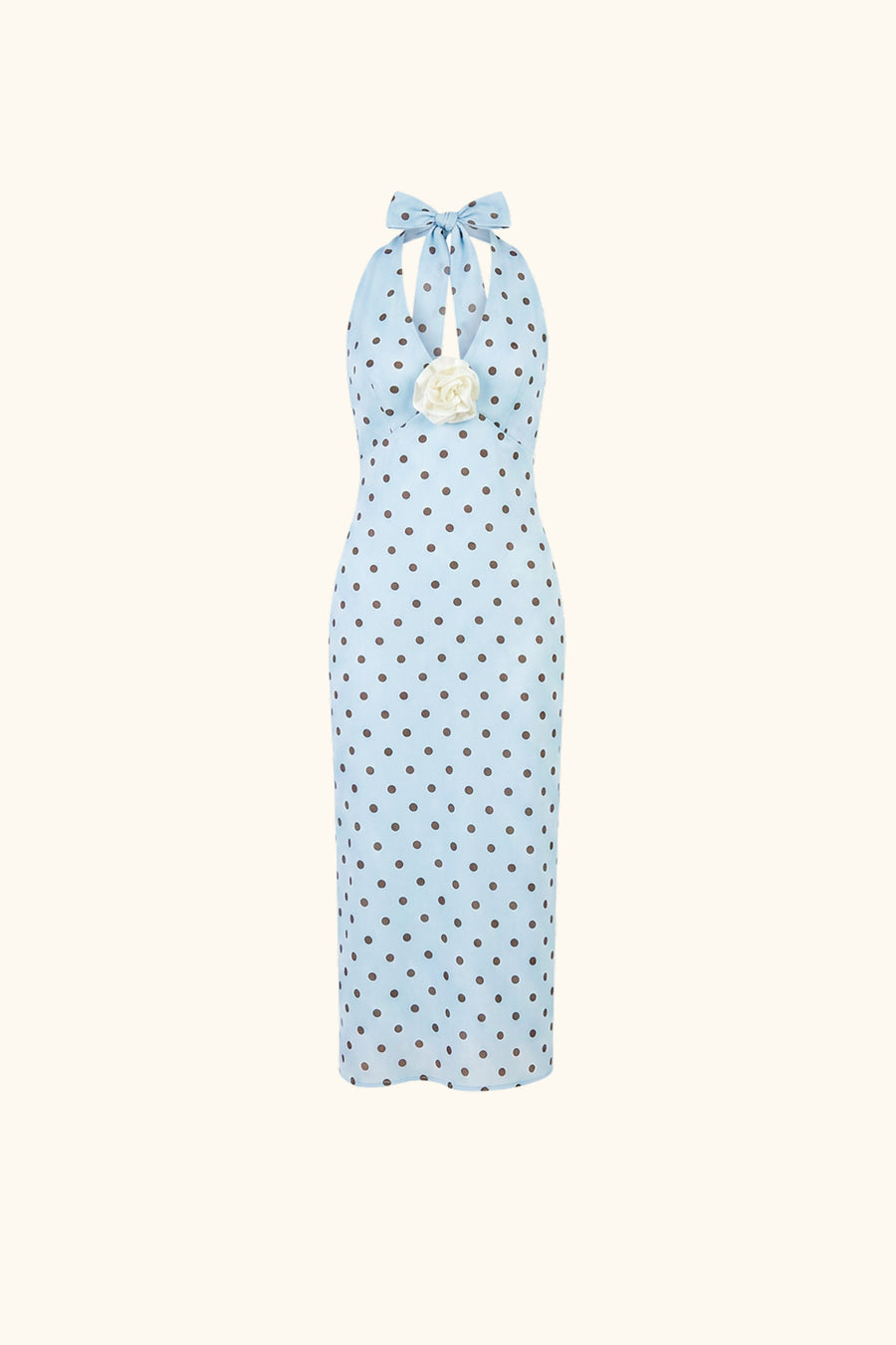 Jardin Halterneck Maxi Dress in Blue with Polka Dot