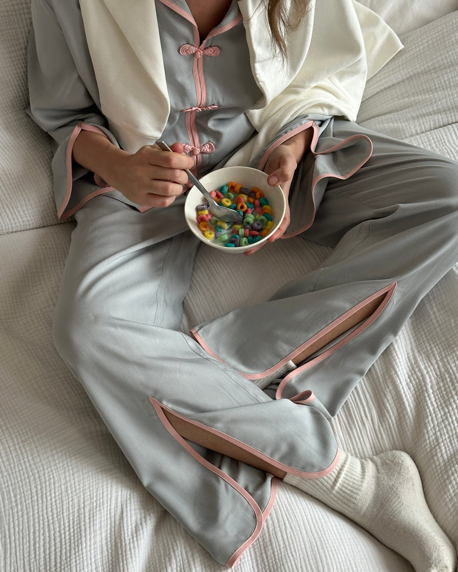 Louis Pajama Set with Pants in Grey